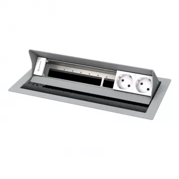 Kindermann CablePort standard² 6-Way Desktop Connection Panel Housing Silver