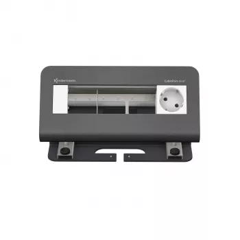 Kindermann CablePort desk² 4-Way Desk Connection Panel - 4 Schuko Sockets, 2x RJ45 Cat.6A, 2x USB-A, 1x HDMI, 1x USB-C, Black