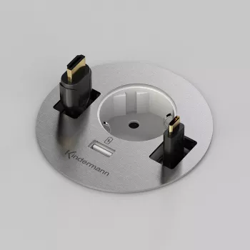 Kindermann CablePort table³ Desk Connection Box for Flush Mounting, Silver