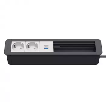 Kindermann CP Office Frame 6-fold with 2x Power and 1x USB Charging Function, Silver