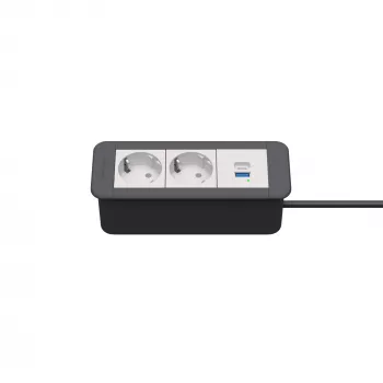 Kindermann CP Office Frame 3-fold 2x Schuko 1x USB-C PD Desk Connection Module
