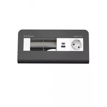 Kindermann CP desk² 80 4-fold Desk Connection Panel with 1x Power and 1x USB-A, Silver/Black