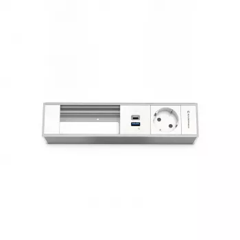 Kindermann 4-Slot Module Carrier with 1x Power and 1x USB-A 3.0, Black (7449001231)