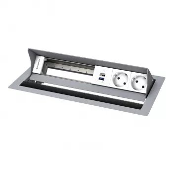 Kindermann CP Standard² 6-fold Desk Connection Panel with 2x Sockets, 1x USB-A Charging Port, HDMI, RJ45