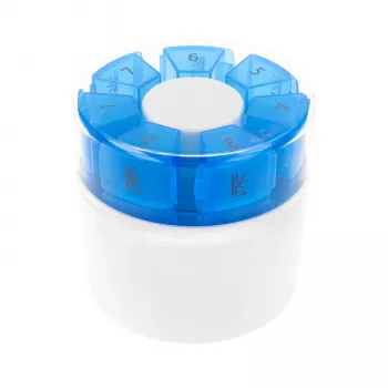 First Aid Only Pill Box with Tablet Splitter Blue White
