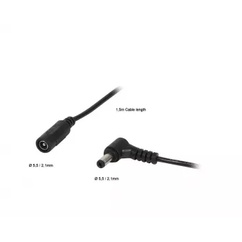 ALLNET DC Extension Cable 5.1 mm x 2.1 mm Socket to Plug 1.5 m Black (ALL-Adapt-Ext5-10-1500)