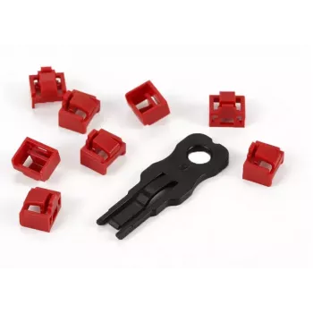 ALLNET TP/RJ45 Blocker Red 10-Pack with Security Key, Dust Protection Cap, Network Security Lock (ALL-TP-RJ45-Blocker-10PCS)