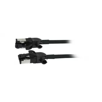 Synergy21 Patch Cable RJ45, CAT6A 500MHz, 0.5m, Black, S/FTP, Slimline Round d=4.5mm, TPE/LSZH (Superflex), AWG28, with CAT7 Raw Plug Rotatable Plug