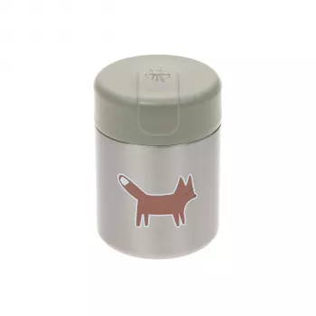 Lassig Thermal Food Jar Little Forest Fox, 315 ml, Double-Walled Stainless Steel, Leak-Proof, Green