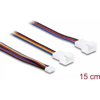 Delock Y Fan Cable 1 x JST PH 4 Pin PWM Female to Male + 4 Pin (3 Pins Wired) Male 15 cm