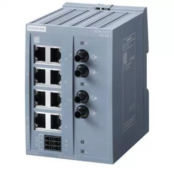 Siemens SCALANCE XB108-2 Unmanaged Industrial Ethernet Switch, 8 RJ45 + 2 SC Multimode Fibre, DIN Rail