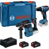BOSCH PowerTools Combo Kit Cordless Impact Drill Driver 18V 65 + Cordless Rotary Hammer 18V 26 with 2 Batteries 5 Ah and Charger (Kit)