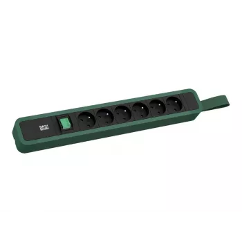 Bachmann PRIMO 2 6x Power Strip Type E with Switch and Hanging Loop 2.0m CEE 7/7 Plug Pine Green (RAL 6028)