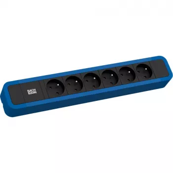 Bachmann PRIMO 2 Power Strip 6x Type E Sockets 2.0m CEE 7/7 Plug Gentian Blue