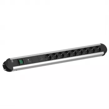 Bachmann PRIMO 9x CEE 7/3 Power Strip with Switch, 2.0m Cable, Black