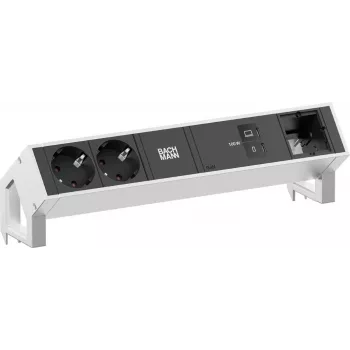 Bachmann DESK2 Desk Power Module 2x CEE7/3 1x USB-C 100W 1x CM 0.2m Stainless Steel