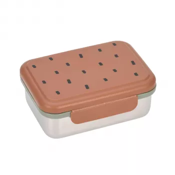 Lassig Lunch Box Children Stainless Steel Happy Prints Caramel, 1 l, with Divider, PP Lid with Silicone Ring