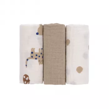 Lassig Muslin Nappy Set 3-Pack 60x60cm Little Mateys Royal Blue