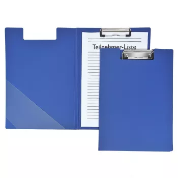 FolderSys A4 Clipboard Folder Blue Polypropylene PP Clip Mechanism with Pen Holder