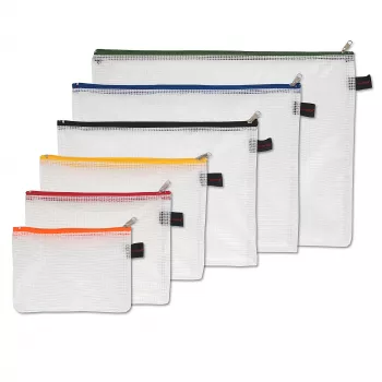 FolderSys 6-Piece Document Sleeve Set with Zip - A6, B6, A5, B5, A4, B4 - Transparent