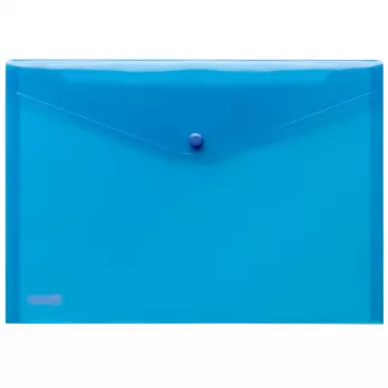 FolderSys A4 Transparent Blue PP Document Wallets with Press Stud, 10-Pack