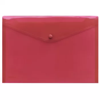 FolderSys A4 Red Transparent PP Document Sleeve with Press Stud, 10-Pack