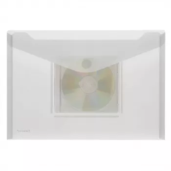 FolderSys A4 Landscape Document Pocket with CD/Jewel Case Pocket, Transparent, Pack of 10