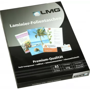 LMG Laminating Pouches A5 Glossy 100-Pack 175 Micron