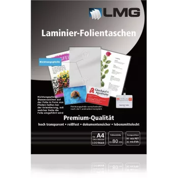 LMG Glossy Laminating Pouches A4 80 Micron 100 Pieces