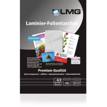 LMG Glossy Laminating Pouches A3 125 Mic 100 Pieces
