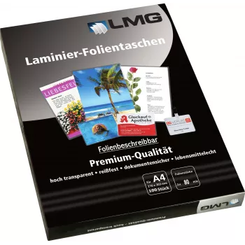 LMG Glossy Laminating Pouches A4 80 Micron 100 Sheets