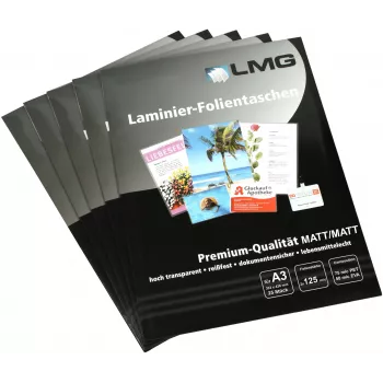 LMG Matt Laminating Pouches A3 125 Micron 25-Pack
