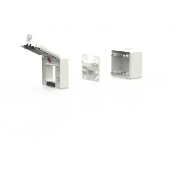 METZ CONNECT 1309470002KI IP44 Surface-mounted Module Housing with Hinged Lid and Lock, 2 Module Inserts, Light Grey (RAL 7035)