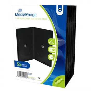 MEDIARANGE Retail Pack DVD Case Double - DVD Video Box - Capacity: 2 CD/DVD - Black (5-Pack)