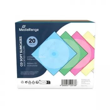 MEDIARANGE Retail Pack CD Soft Slim Case Colour (5x4) - 20 Mixed Slim Cases
