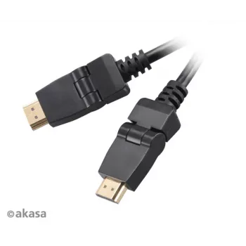 Akasa HDMI 2m Cable - High Speed with Ethernet, 4K @ 30Hz, Gold-Plated, Black