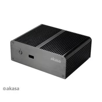 Akasa Newton T Fanless Mini PC Case for Intel NUC (UCFF/Thin Mini-ITX) - Without Power Supply - Black