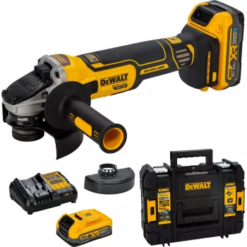 DEWALT DCG405S2T-QW 18V XR Cordless Angle Grinder 125mm Brushless with 2x5.0Ah Batteries, Charger and TSTAK Case