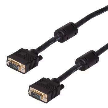 Akyga AK-AV-09 VGA Cable D-Sub 15-pin, Plug to Plug, 2 Ferrite Cores, 15 m, Black