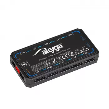 Akyga AK-CA-73 RGB Fan Controller with Remote Control, 12 Connections (10 Fans + 2 LED Strips), Molex Power Supply
