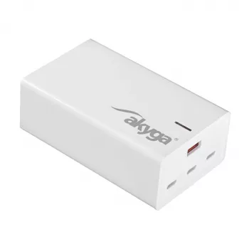 Akyga AK-CH-25 GaN Desktop USB Charger 140 W, 3 x USB-C PD + USB-A, White