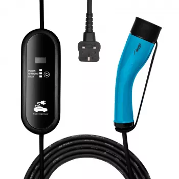 Akyga AK-EC-20 Mobile EV Charger, Type 2, UK Plug (BS 1363), Single-Phase, 13 A, 3 kW, LCD, 5 m