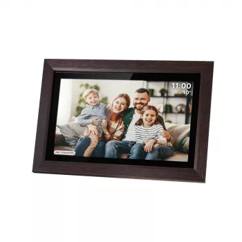 Kruger & Matz FRAMEO Wi-Fi 15.6 inch Digital Photo Frame with Wooden Frame, Full HD IPS Touchscreen, 16GB, Black