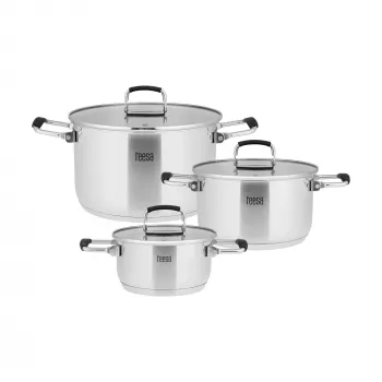 TEESA COOK PRIME 6-Piece Cooking Pot Set, Stainless Steel, Induction Suitable