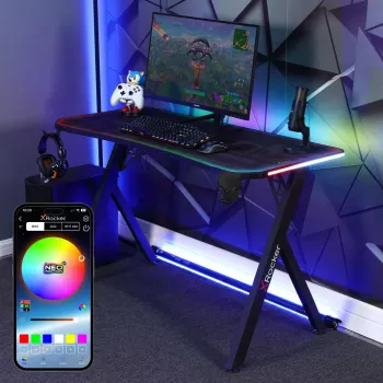 X Rocker Lumio RGB Gaming Desk with LED Lighting and Mousepad