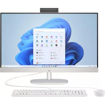 HP 27-cr0501ng 27-inch All-in-One PC, AMD Ryzen 5 7520U, 8 GB RAM, 512 GB SSD, Snow White