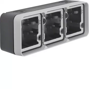 Hager WNA683 Surface-Mounted Housing Base 3-Gang Horizontal with Frame and Cable Entry, Pure White