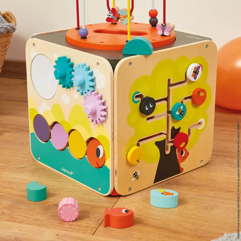 Janod Large Learning Cube with Bead Labyrinth J08256