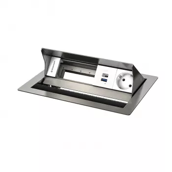 Kindermann CP Standard² VA 4x Table Connection Panel with 1x Schuko Socket, 1x USB-A Charging Port, VGA, Audio, Black