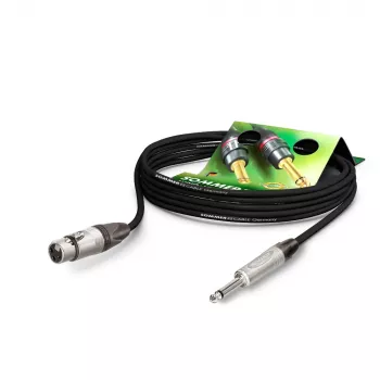 Sommer Cable Stage 22 Highflex Microphone Cable, 2 x 0.22 mm², XLR 3-Pin Female to 6.3 mm Mono Jack Male, NEUTRIK, Black, 1 m (SG79-0100-SW)
